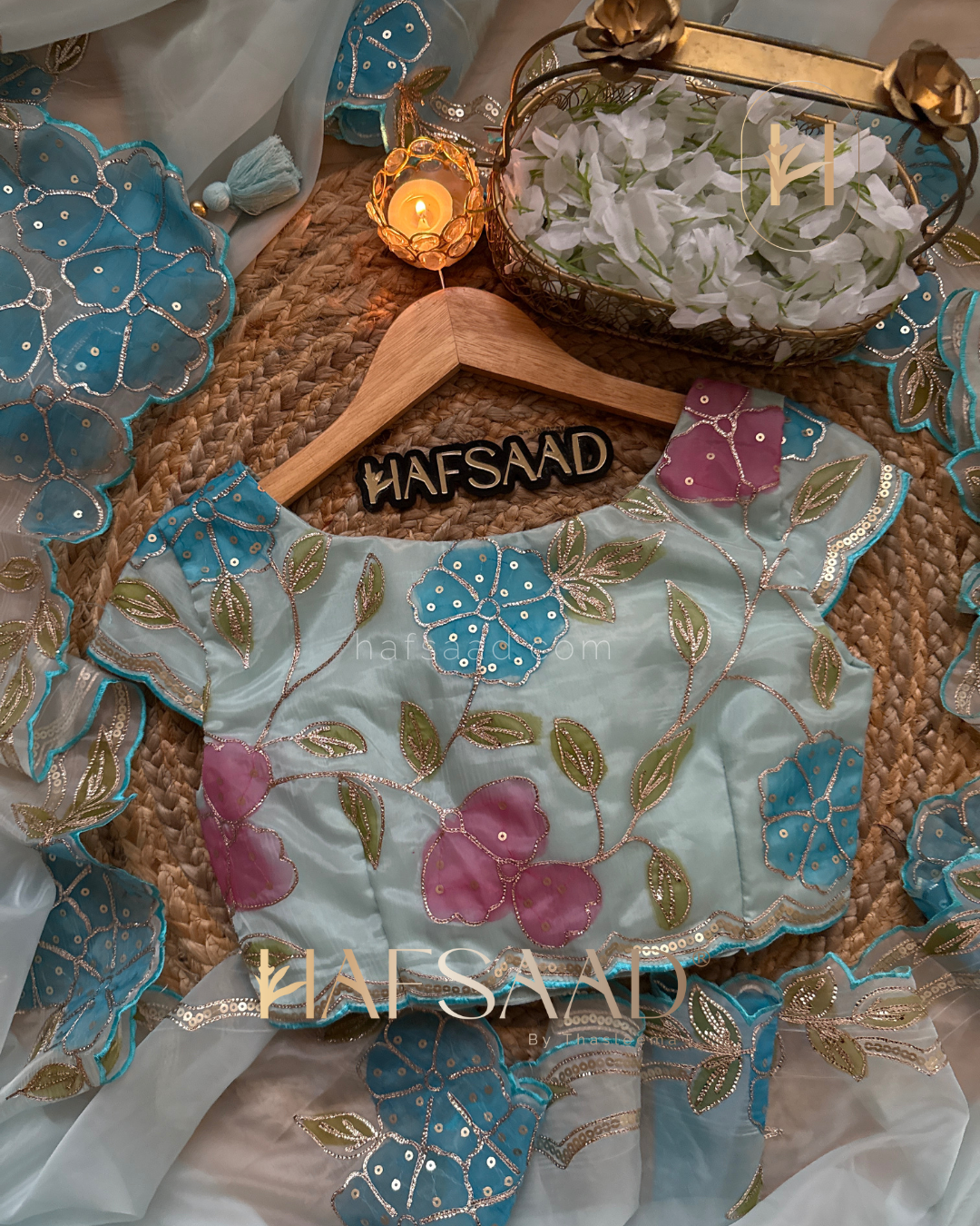 Isra - Premium organza saree (Blue)