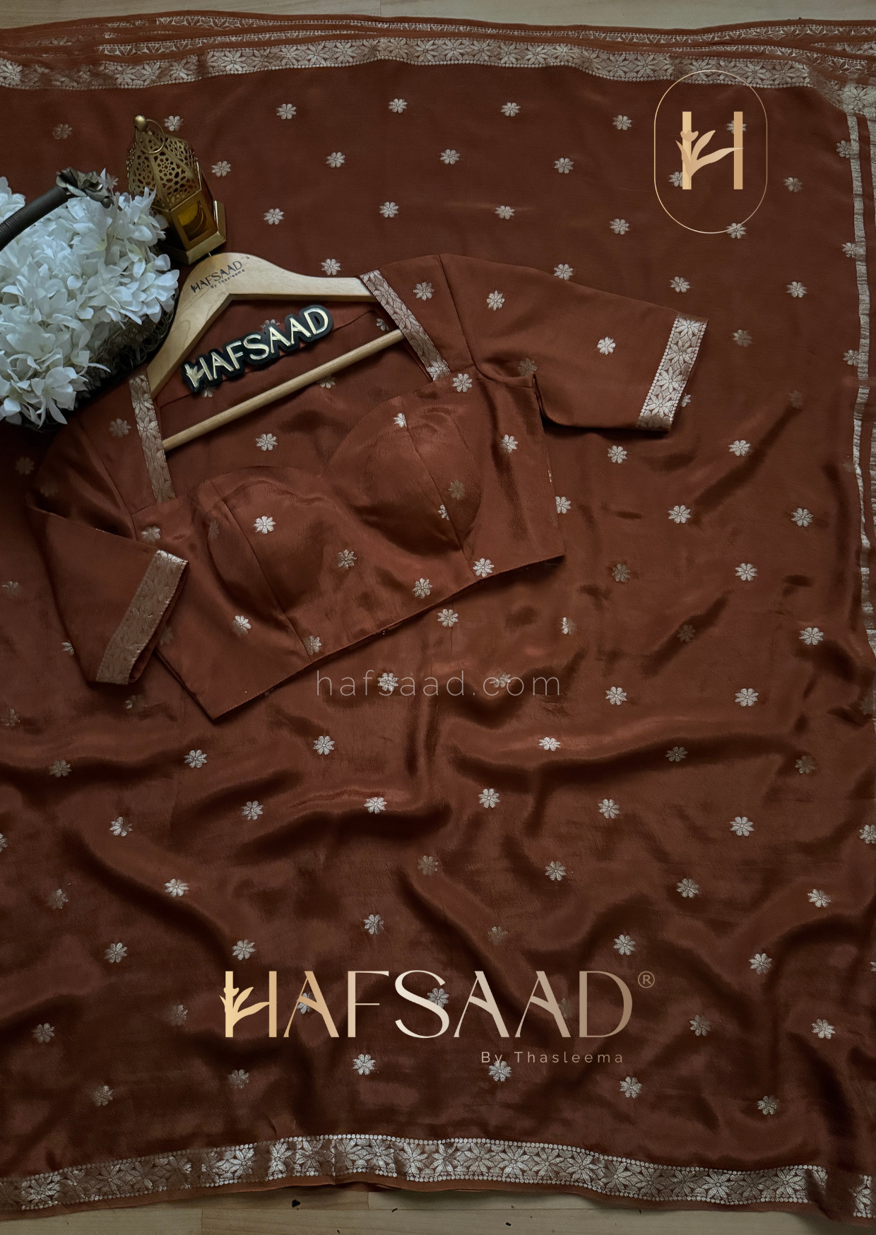 Ahalya - Pure chinnon saree (Brown)