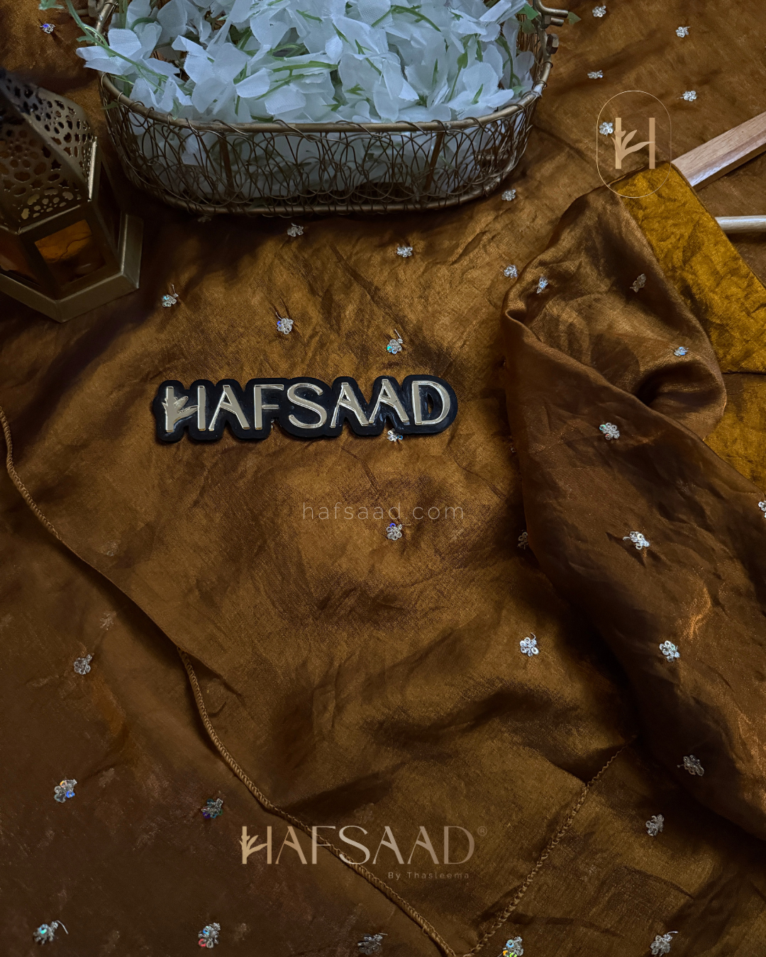 Hani- Stardust Satin Saree (Mustard )