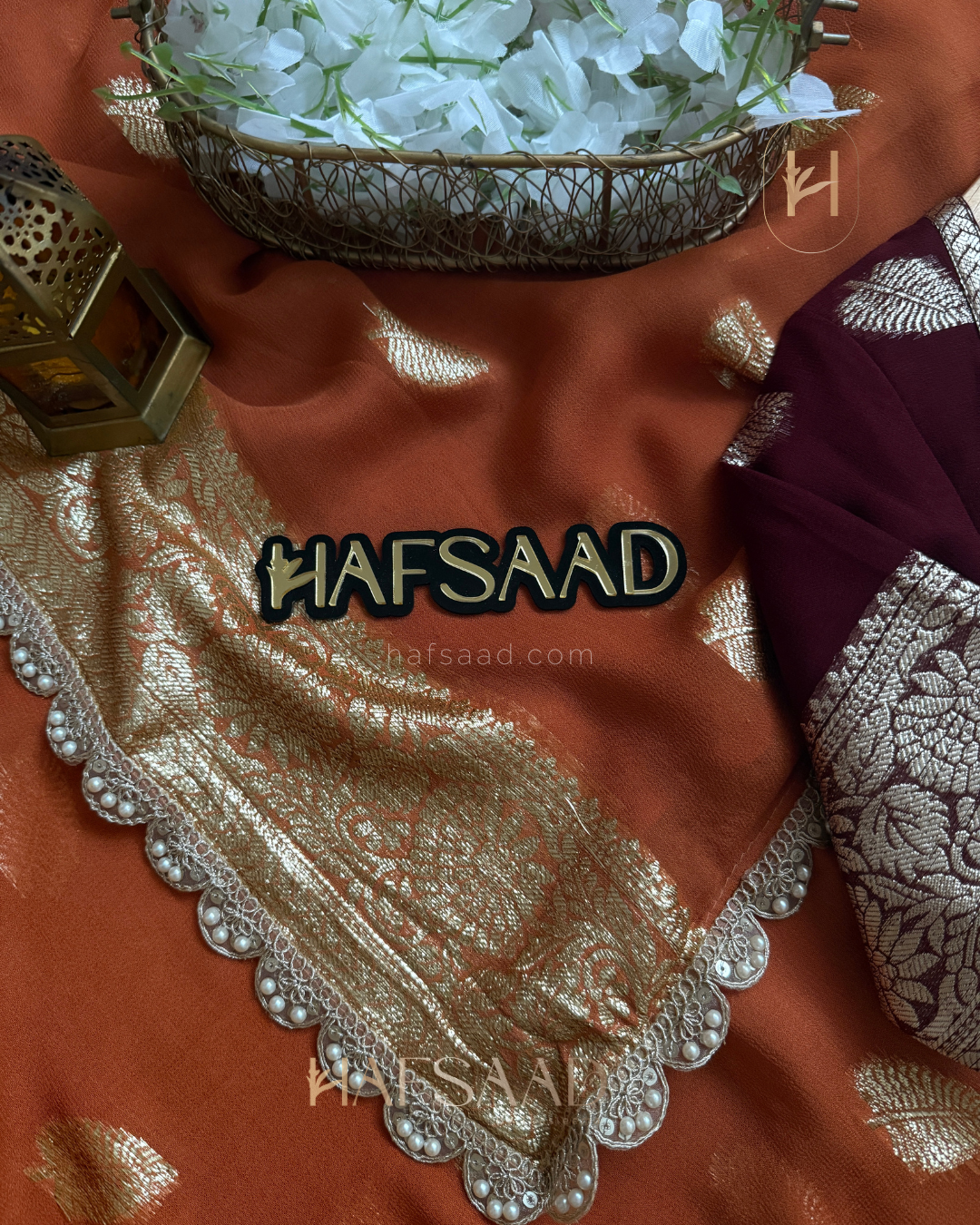 Nafeesa - Pure viscose saree (Orange)