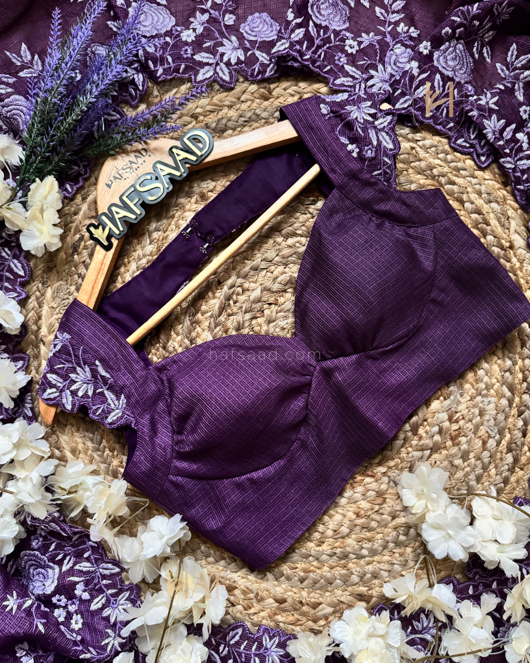 Femi- Embroidered Saree (Purple)