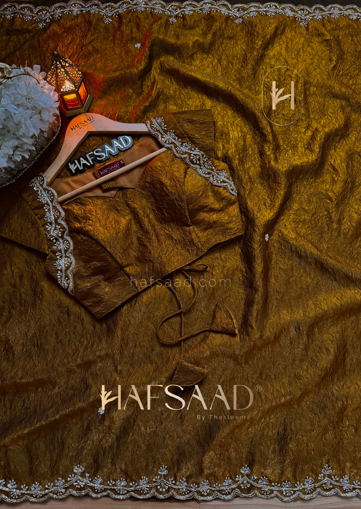 Zarin - Crushed fendy silk saree (Mustard)