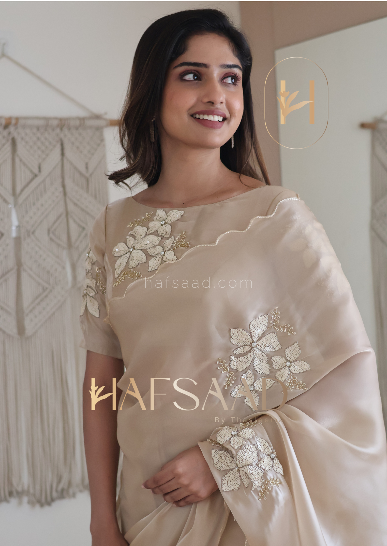 Nina- Handwork satin organza saree