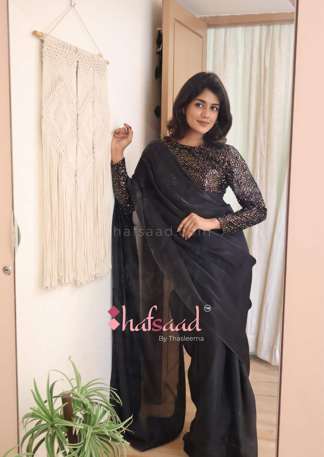 Empress- Wrap on designer saree (Black)