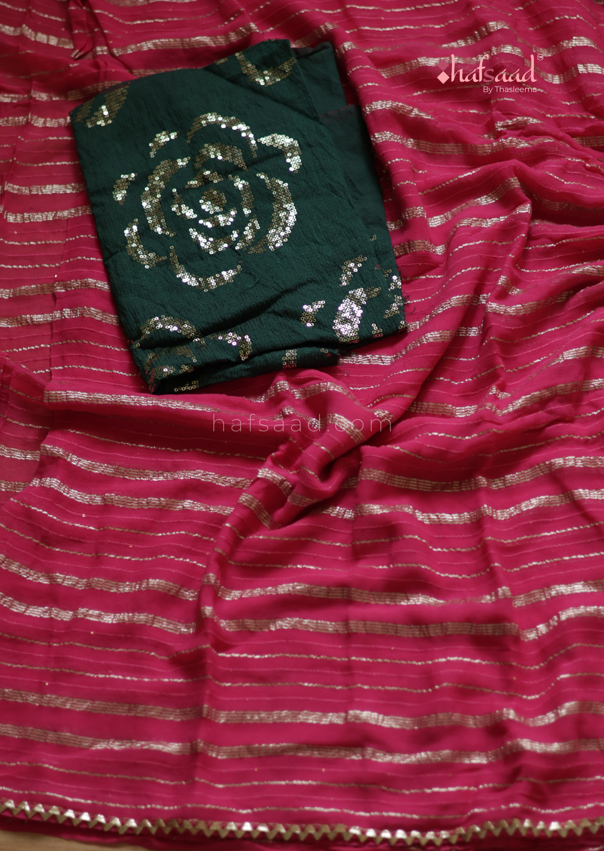 Sakshi- viscose chiffon saree (Hot pink)