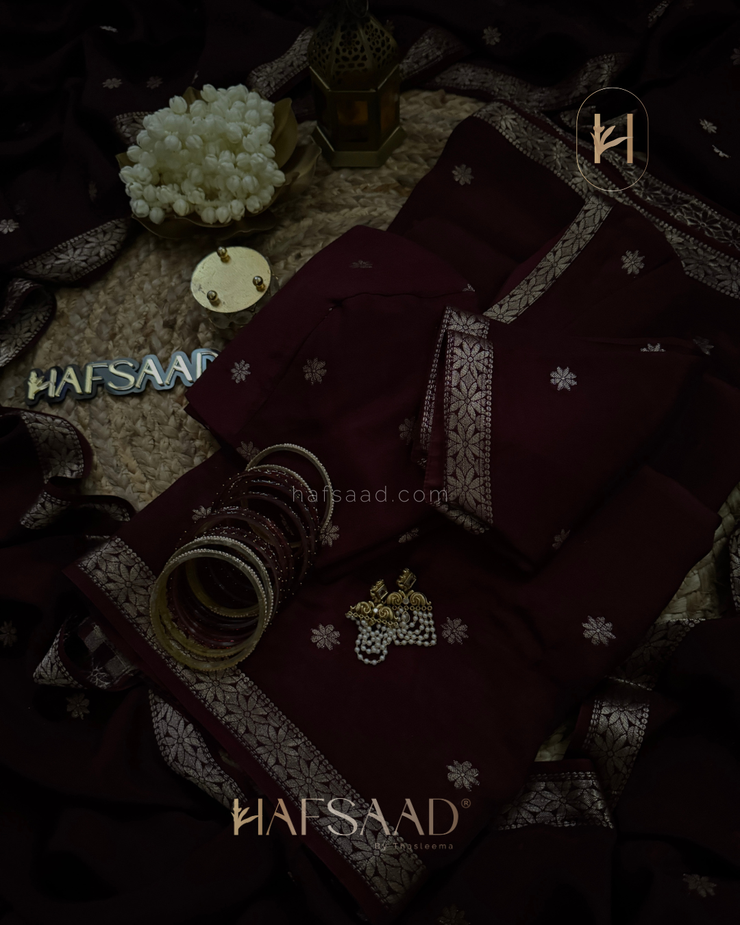 Ahalya - Pure chinnon saree (Plum)
