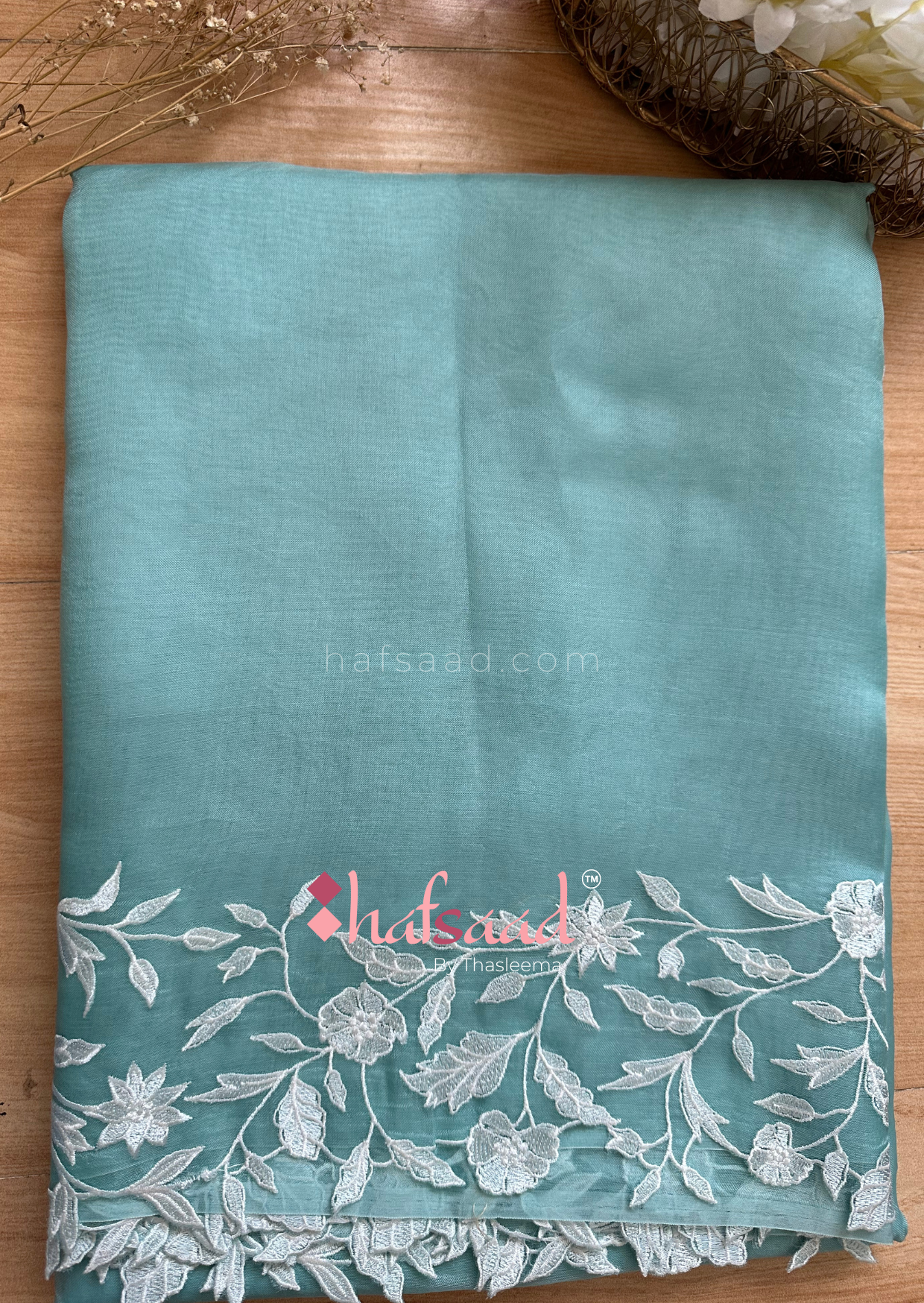 Roop- Pure organza silk saree (Tiffany Blue)