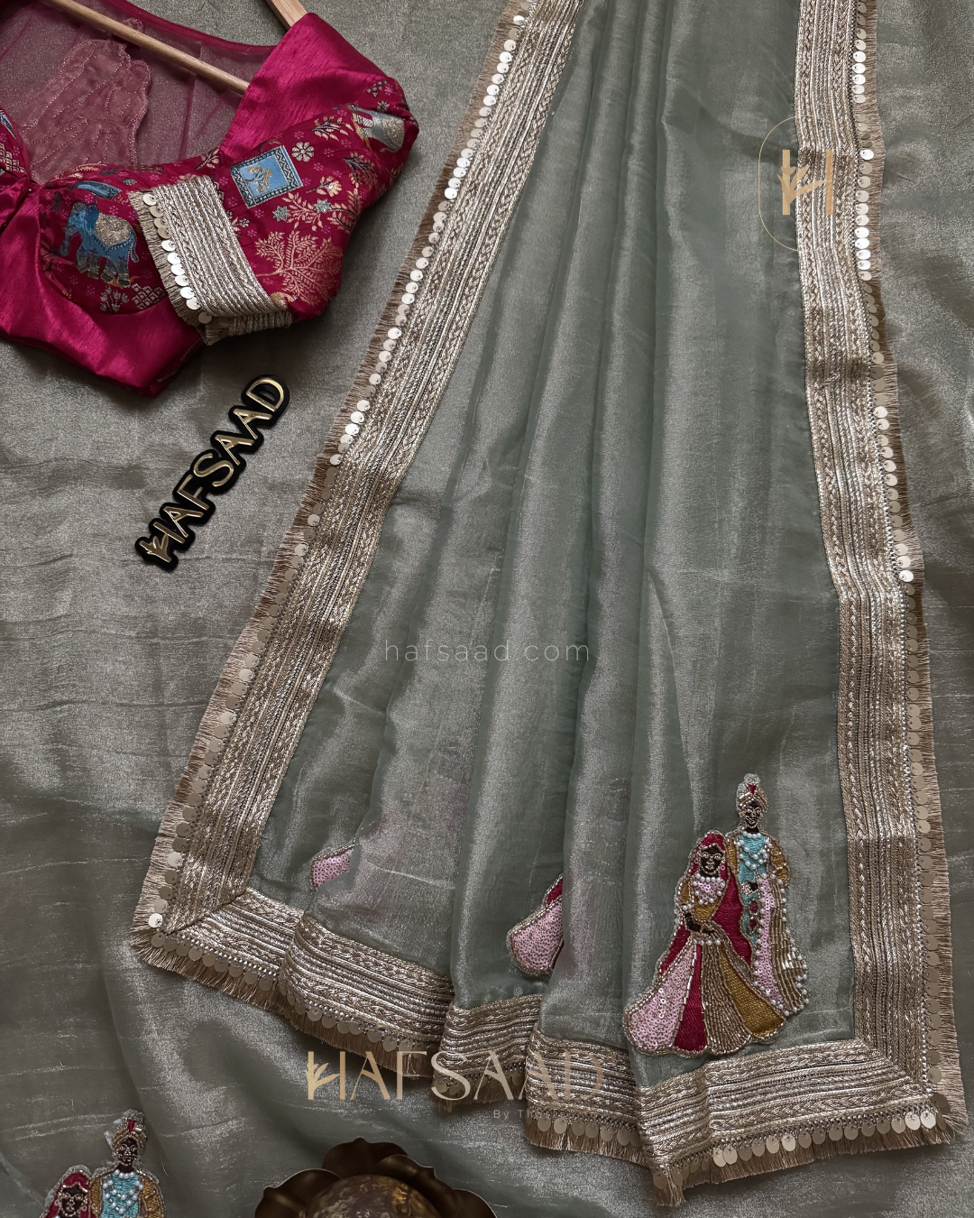 Varshini- Designer tissue saree (Green)