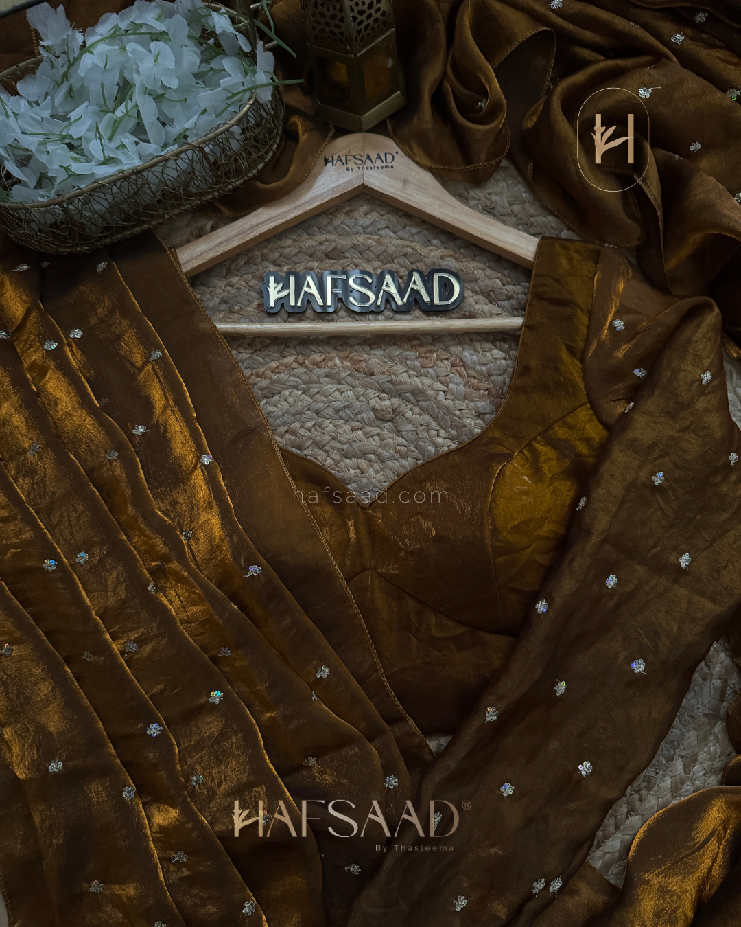 Hani- Stardust Satin Saree (Mustard )