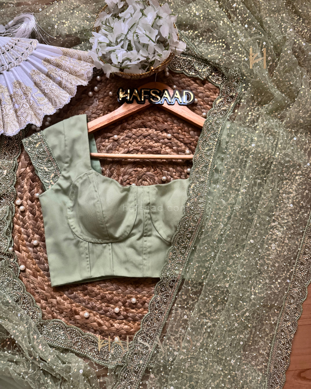 Asifa - Net saree (Pastel Green)