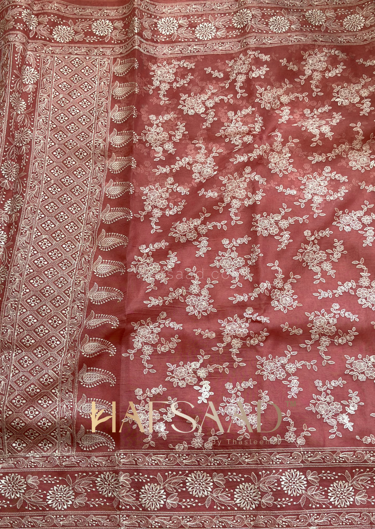 Saloni- Pure organza silk saree (Pastel peach)