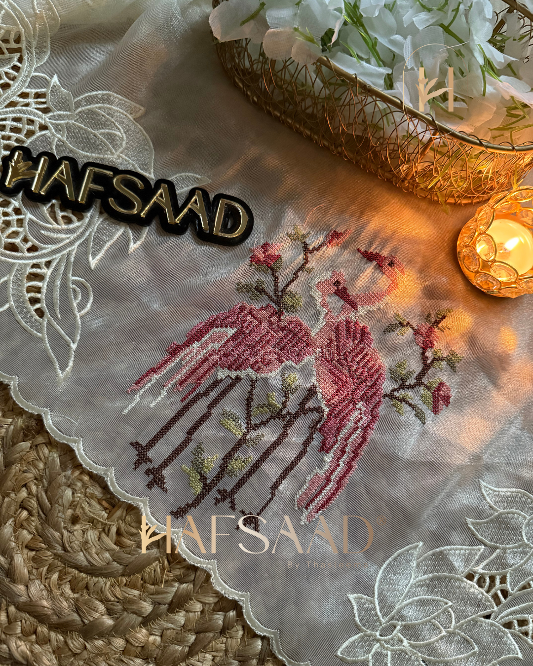 Flamingo - Soft appliqué saree