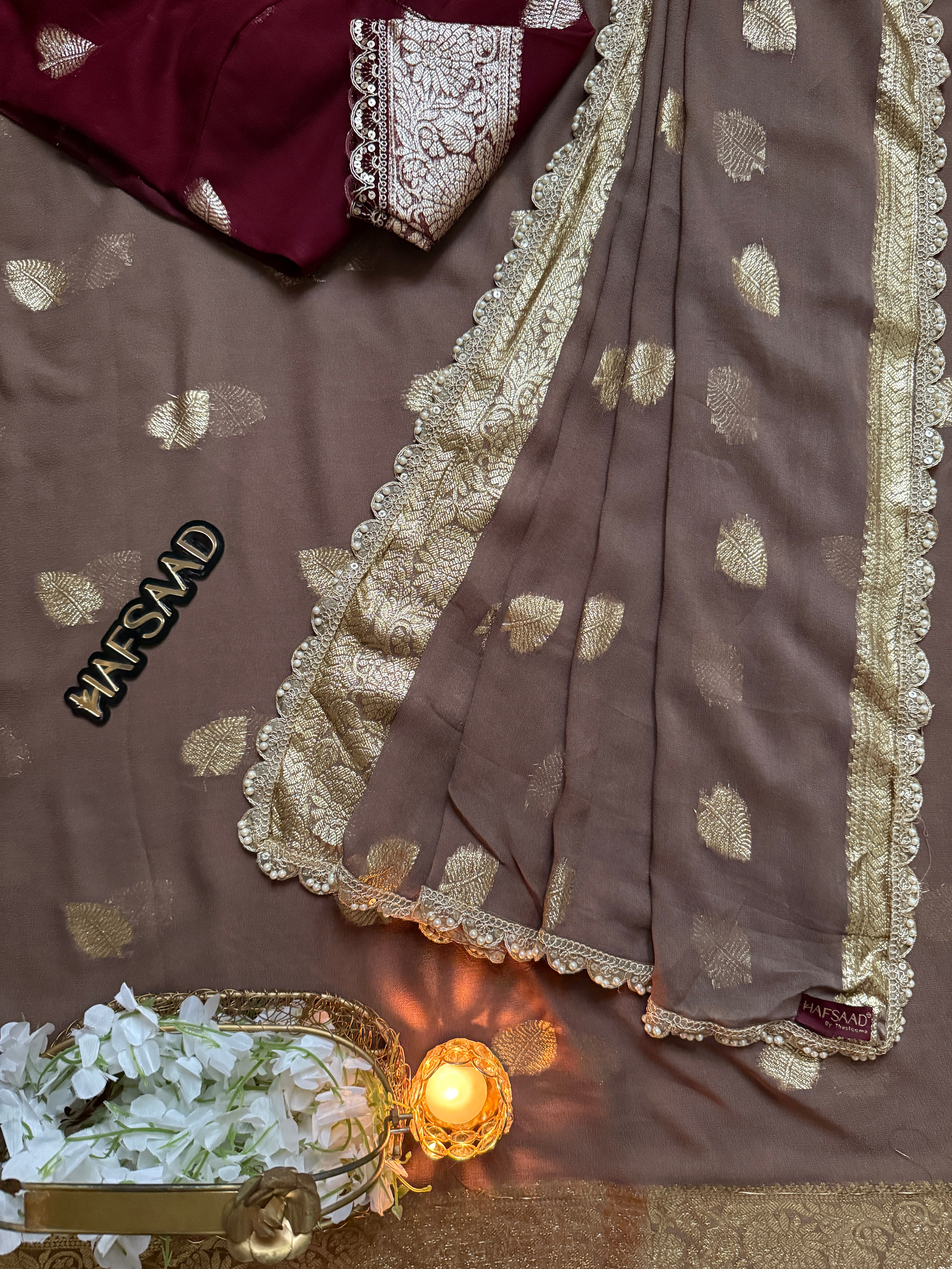 Nafeesa - Pure viscose saree (Dusty Grey)