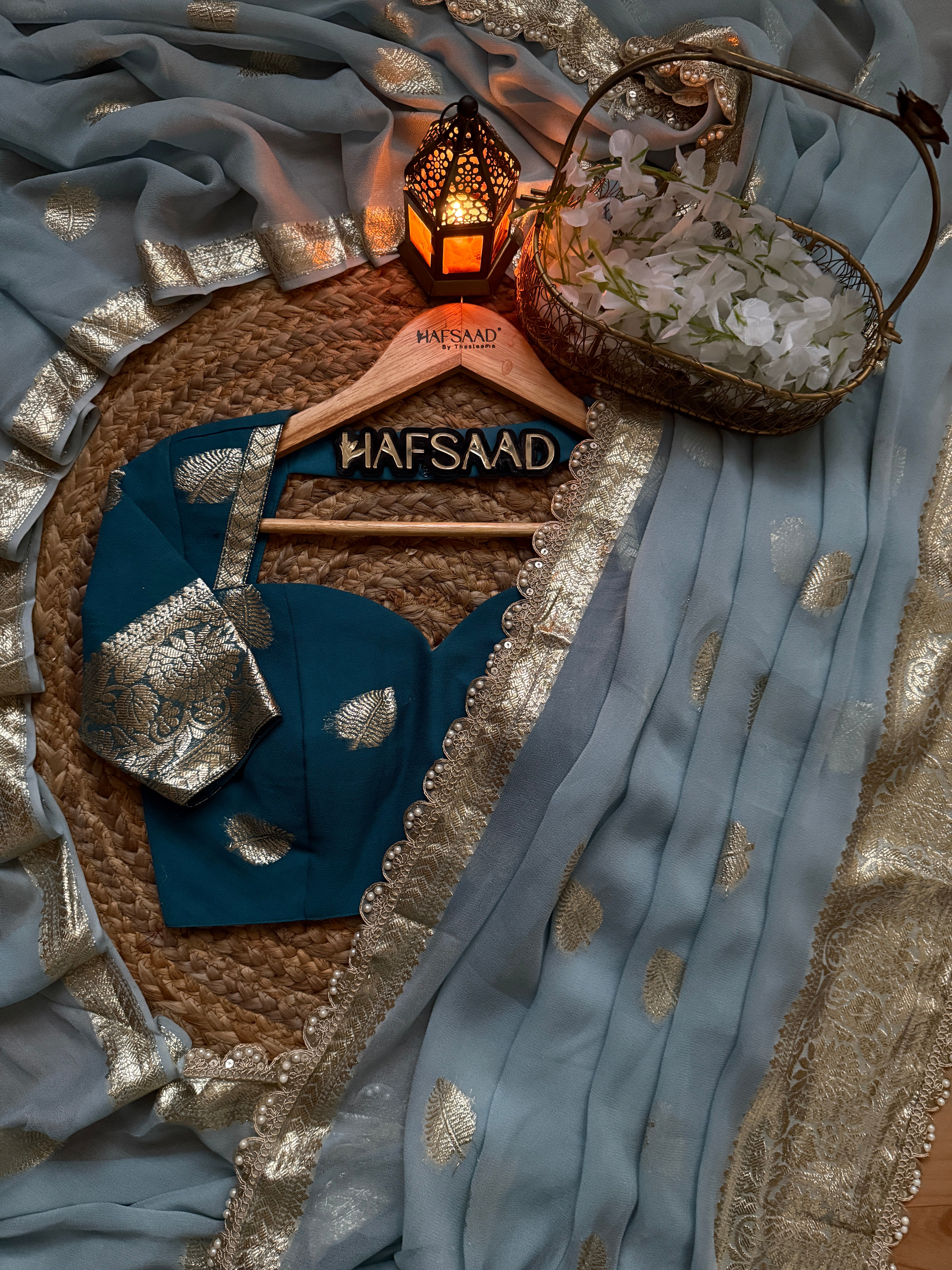 Nafeesa - Pure viscose saree (Sky Blue)