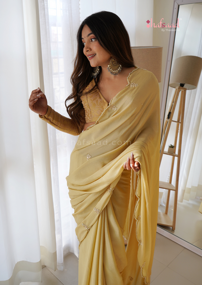 Isha Handwork saree- Ready to wear (Beige)