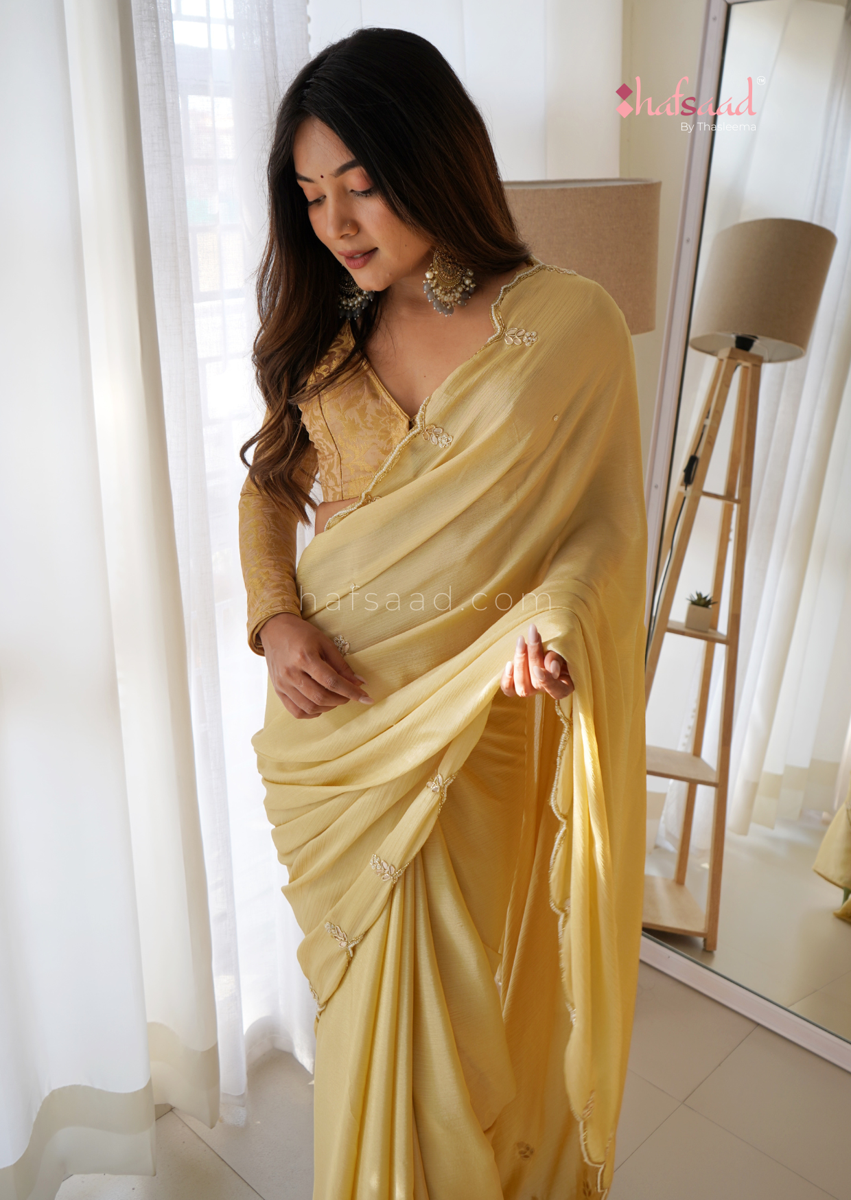 Isha Handwork saree- Ready to wear (Beige)