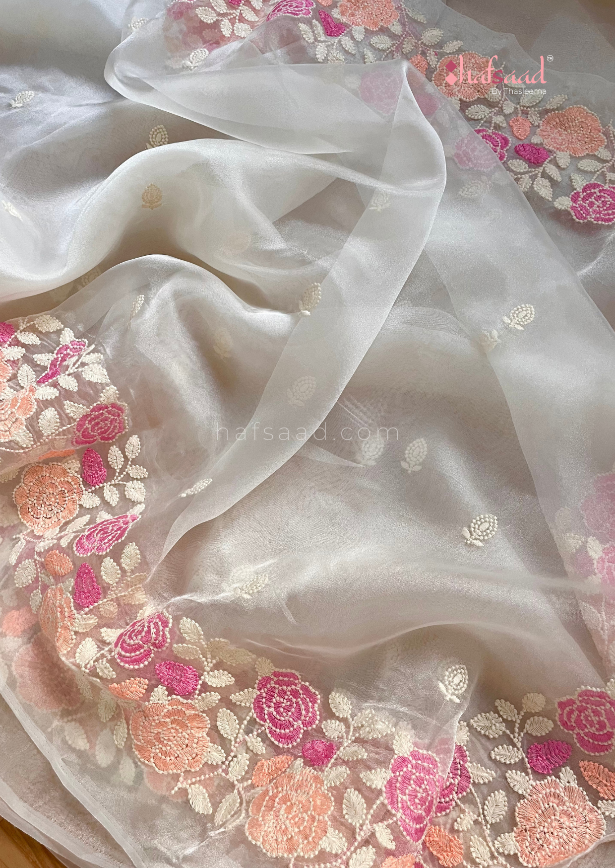 Flora- chikankari organza saree