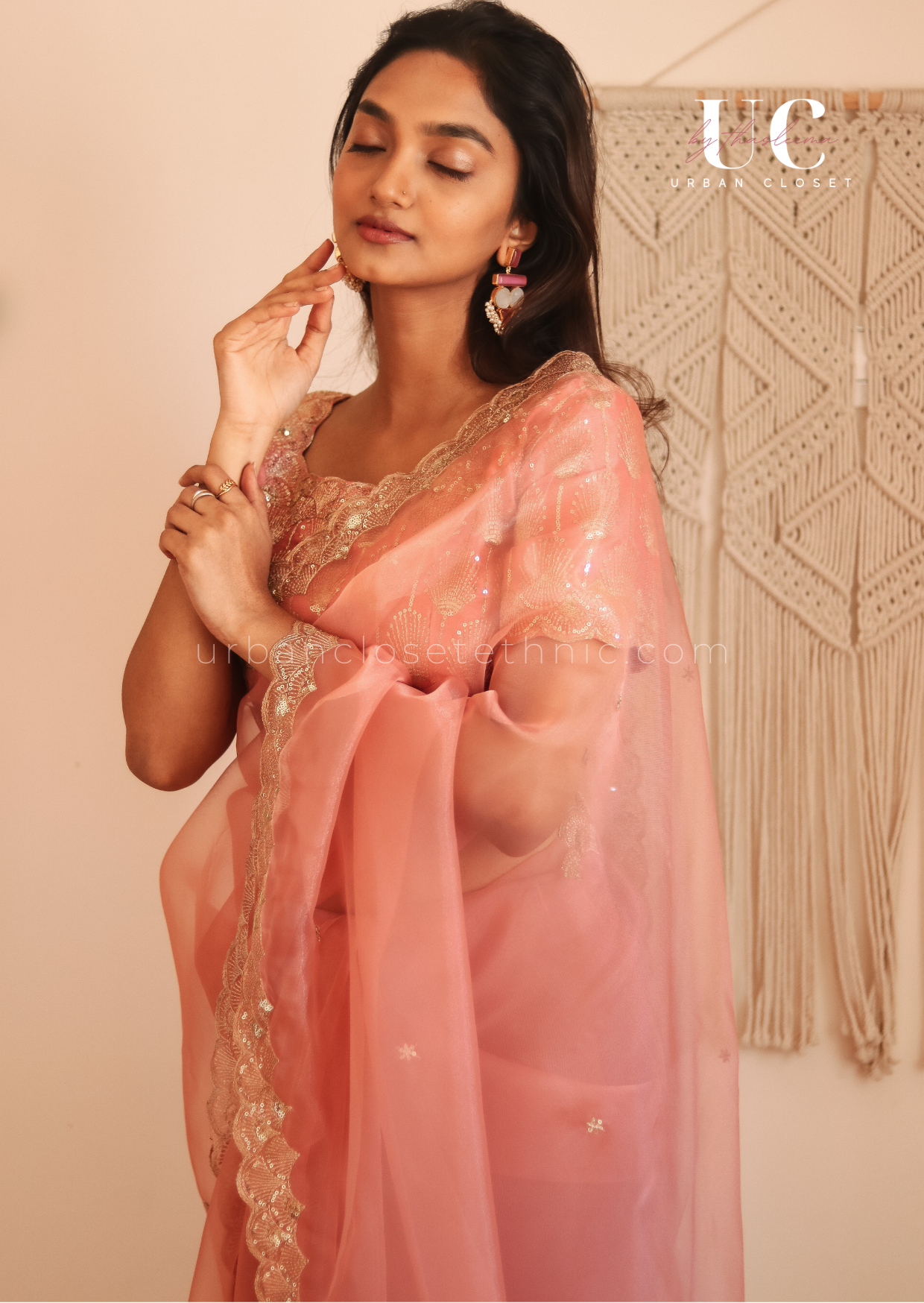 Peached- Organza saree