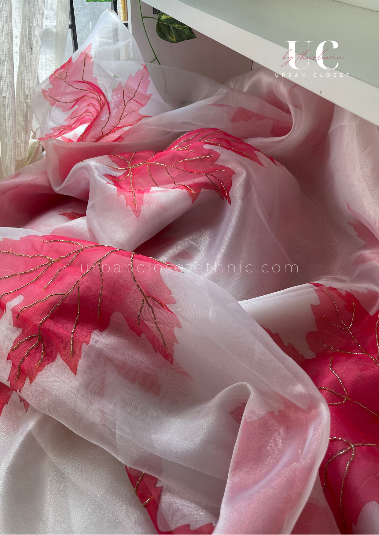Maple Pink- Sequins organza saree