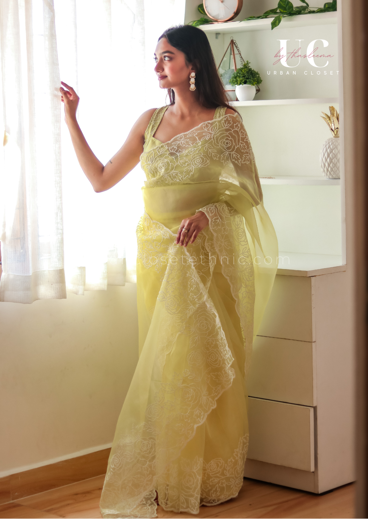 Isha Organza- Ready to wear (Pastel Yellow)