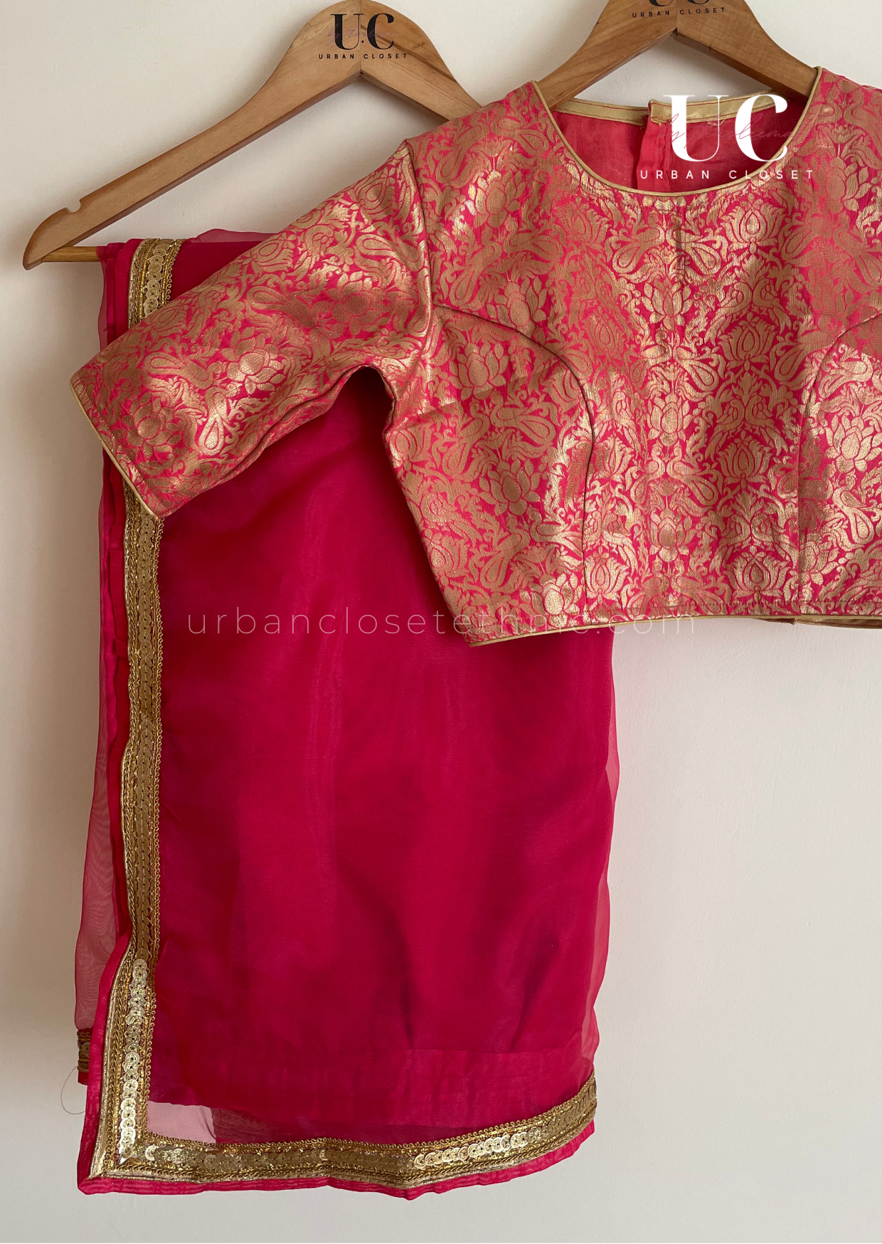 Rouge- Hot pink organza saree