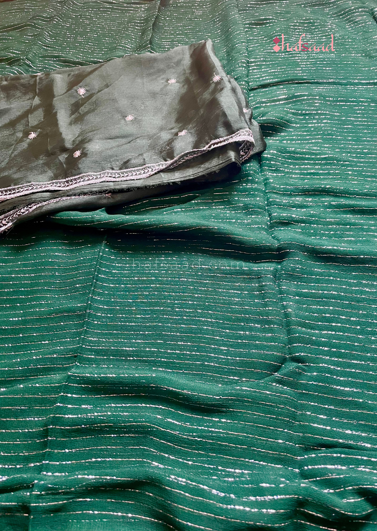 Samri- Viscose chiffon saree (Bottle Green)