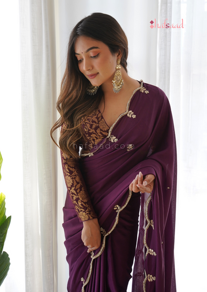 Isha Handwork saree- Purple Sangria