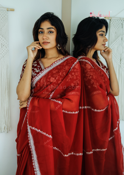 Valentine- Designer saree (Maroon)