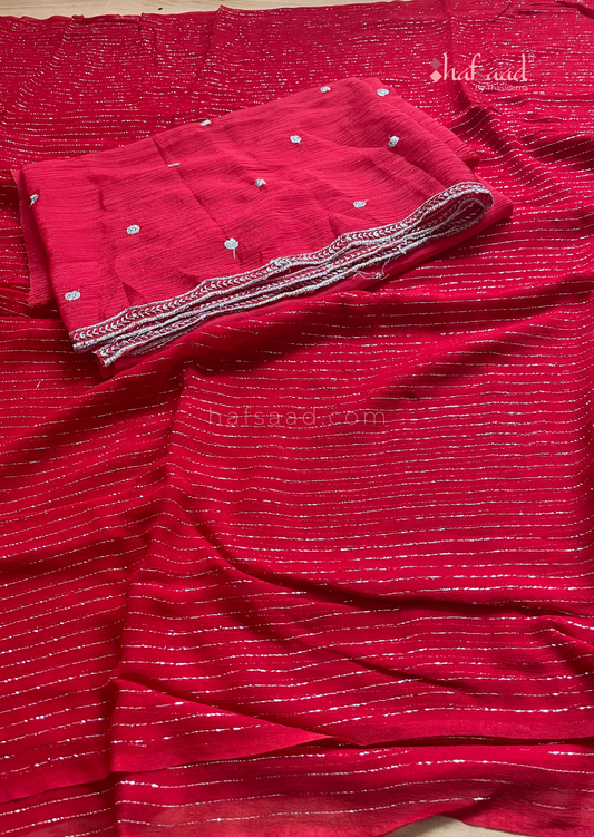 Samri- viscose chiffon saree (Red)