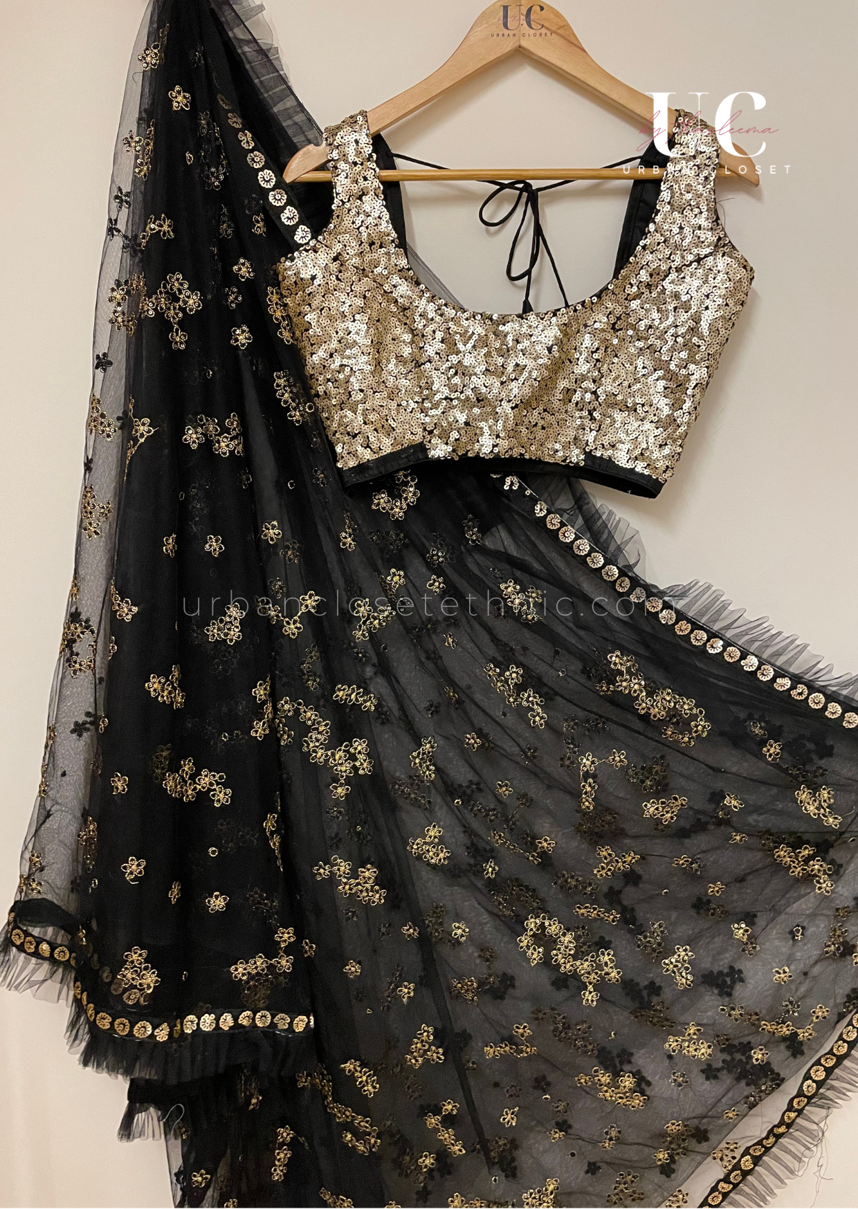 Dark Lustre -Designer net saree