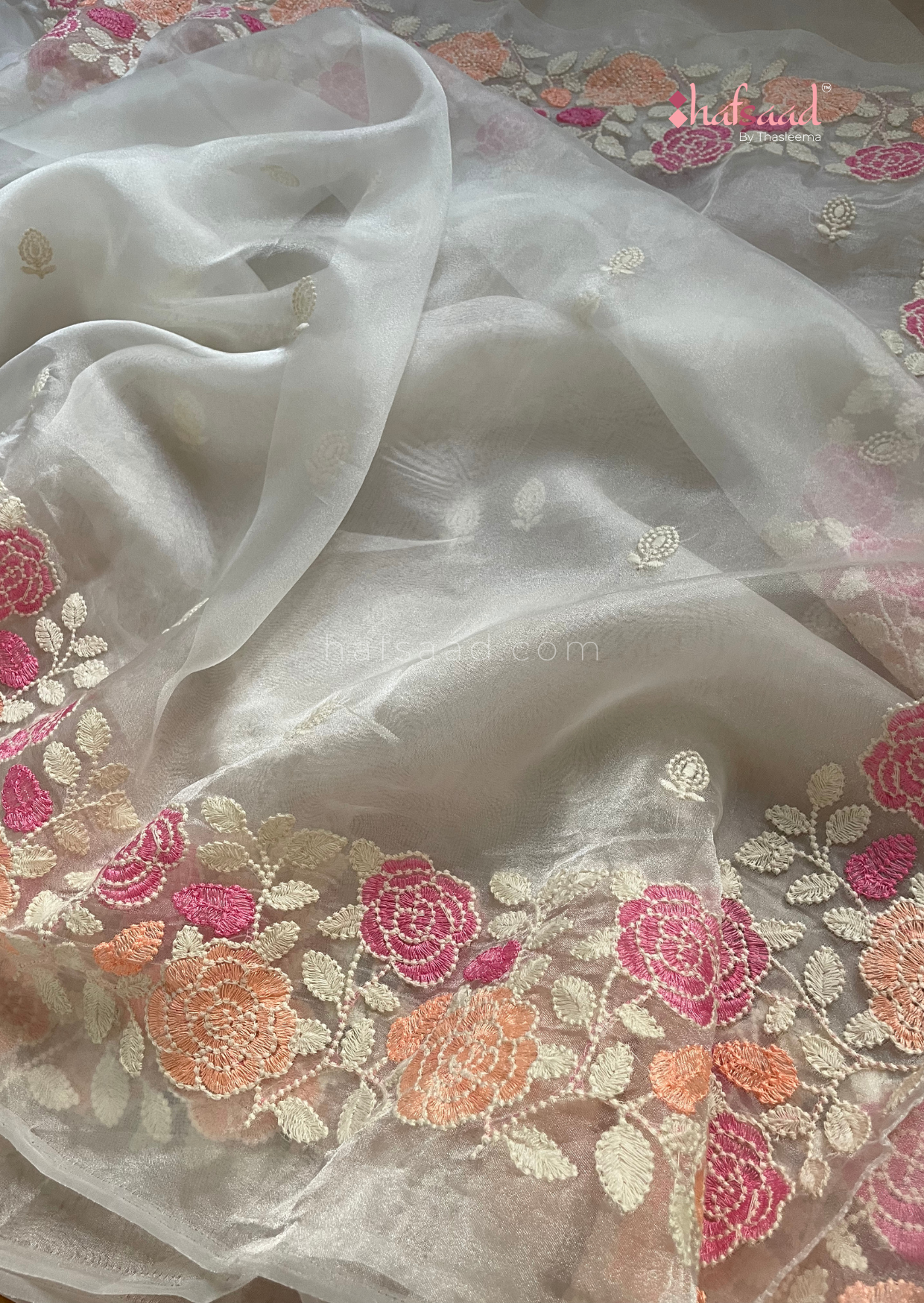 Flora- chikankari organza saree