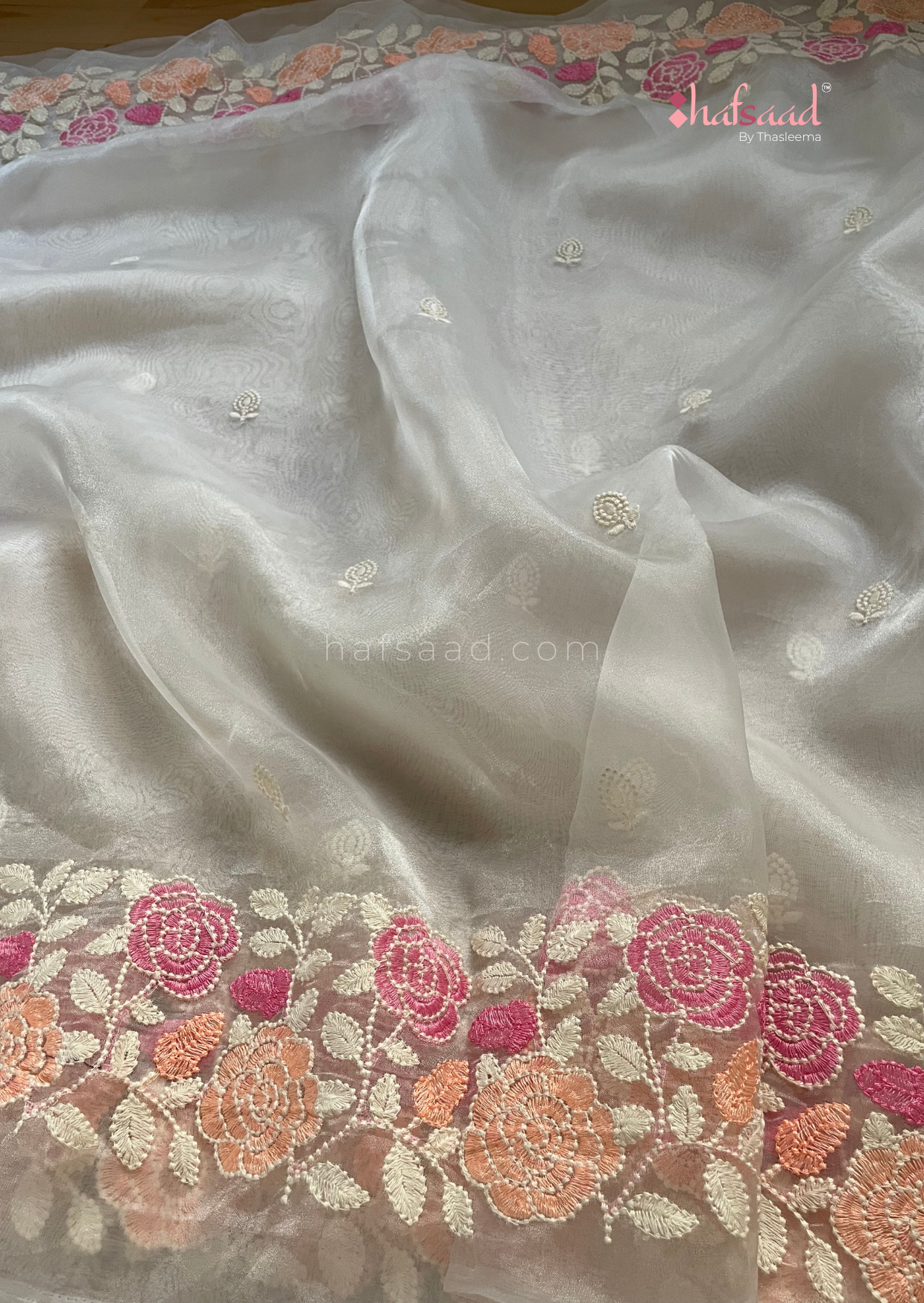 Flora- chikankari organza saree