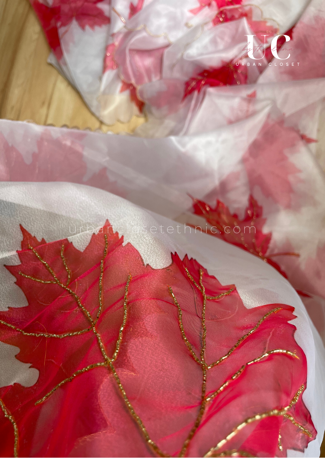 Maple Pink- Sequins organza saree