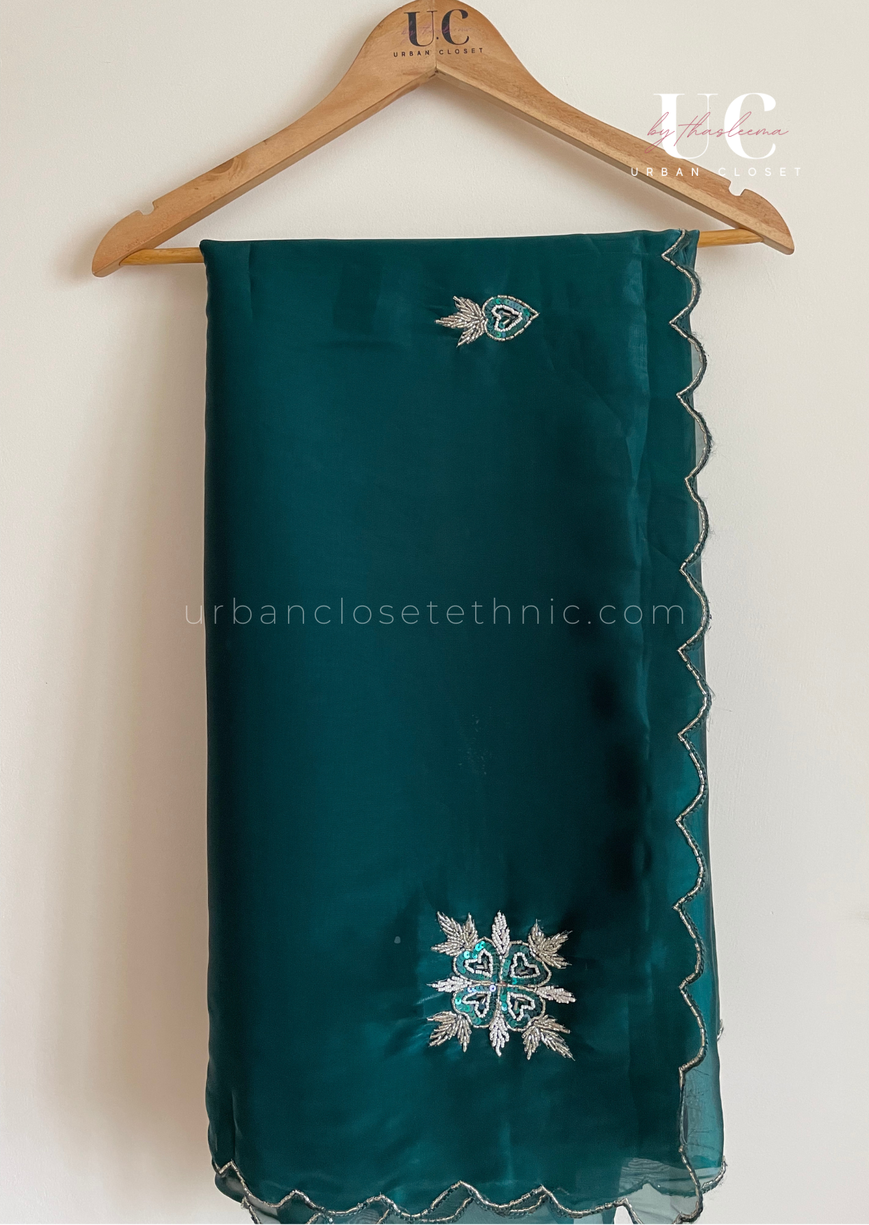 Molten Ocean- handwork satin organza saree