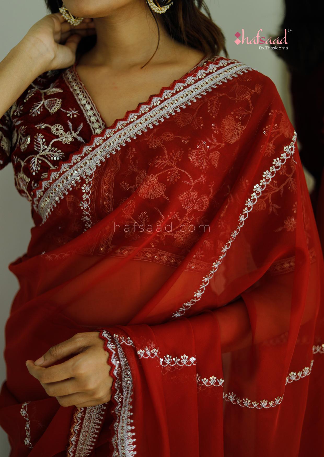 Valentine- Designer saree (Maroon)
