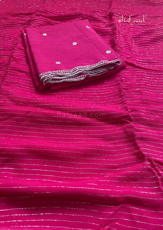 Samri- Ready to wear viscose chiffon saree (Hot pink)