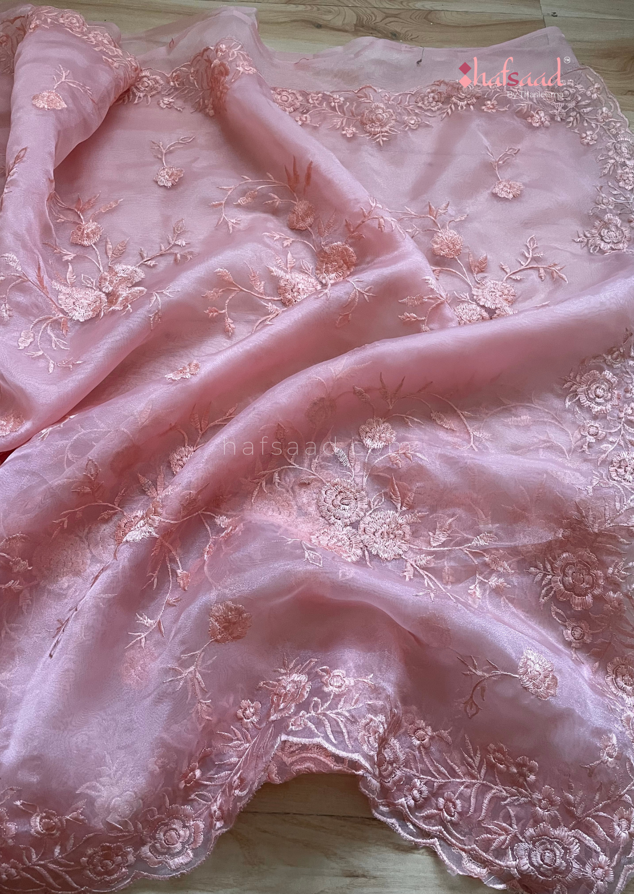 Aayushi- Organza saree (Pastel Pink)