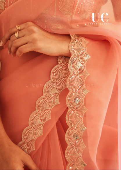 Peached- Ready to wear saree