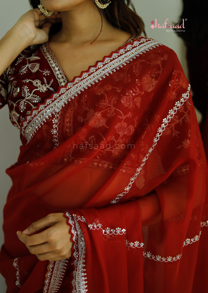 Valentine- Ready to wear saree (Maroon)