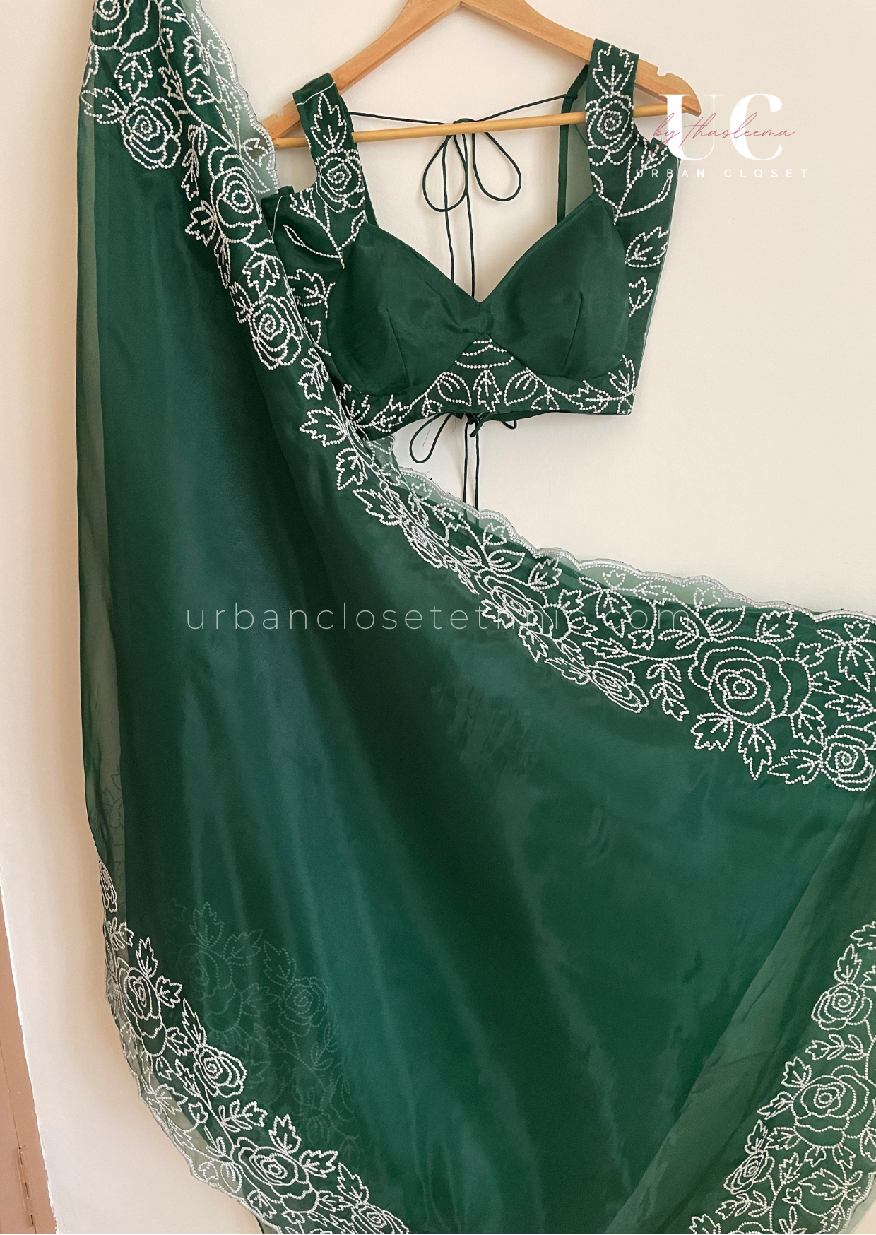 Isha Organza- Bottle Green