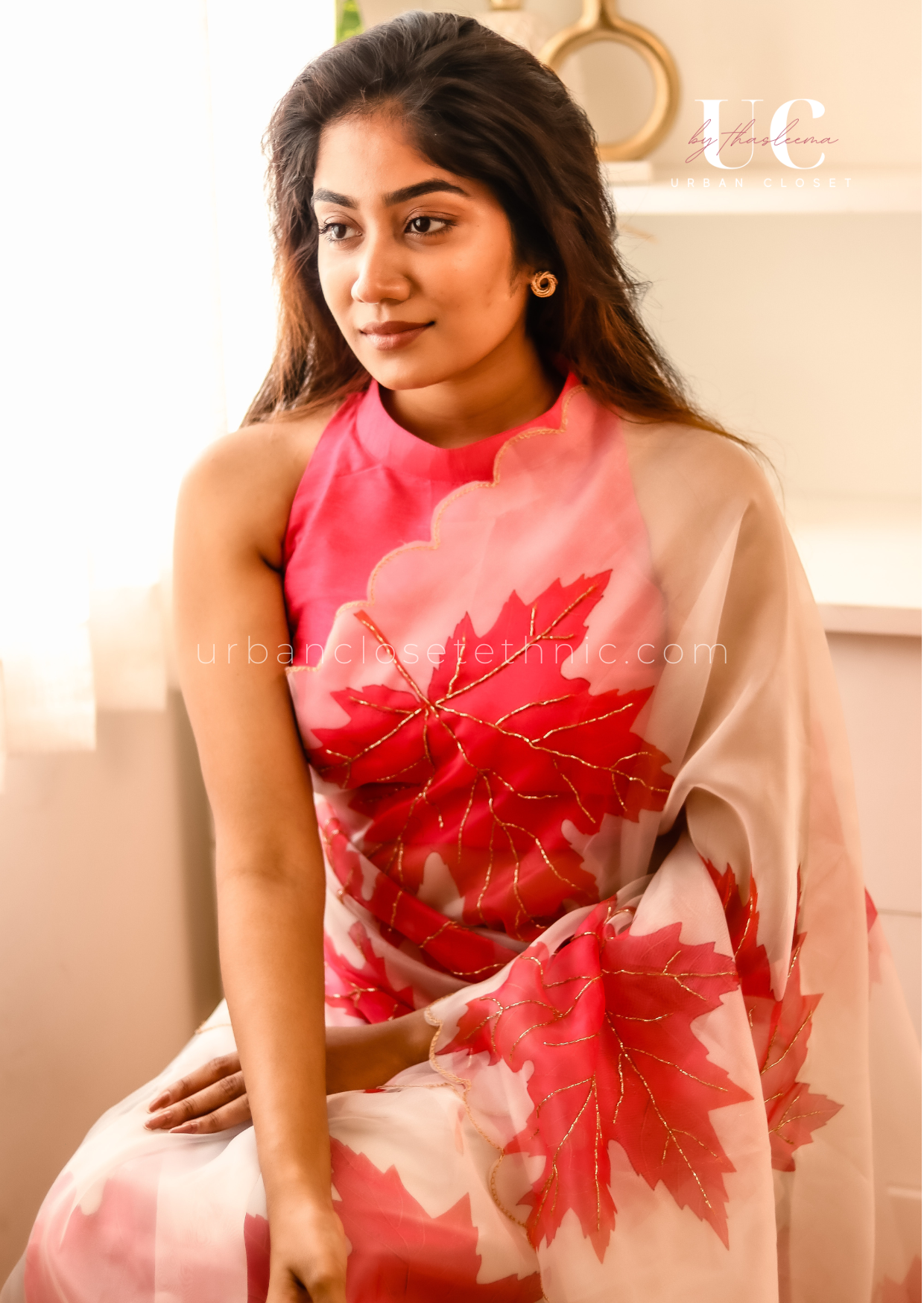 Maple Pink- Sequins organza saree