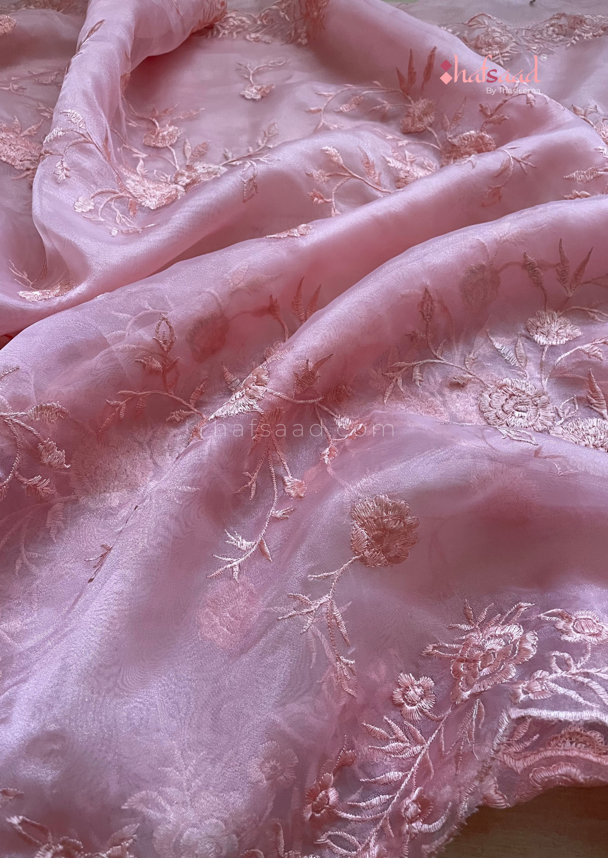 Aayushi- Organza saree (Pastel Pink)