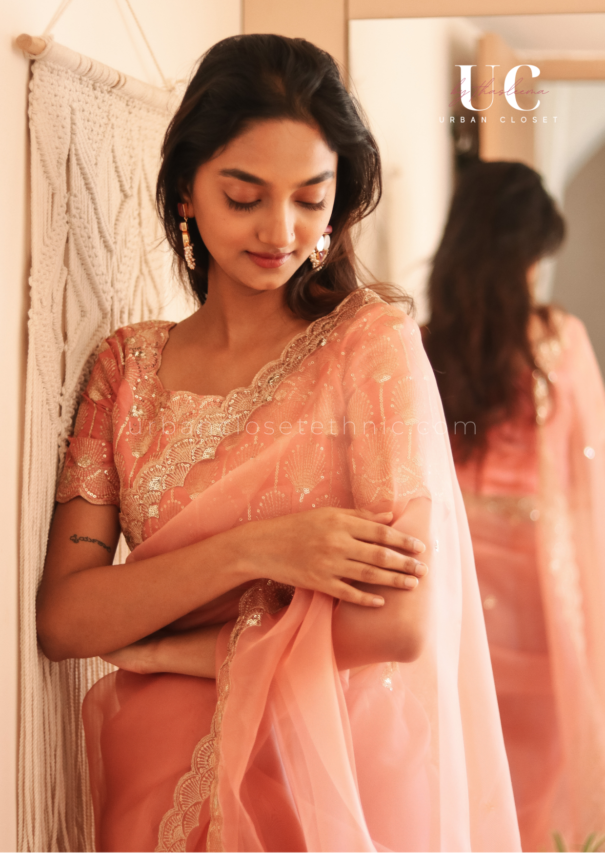 Peached- Organza saree