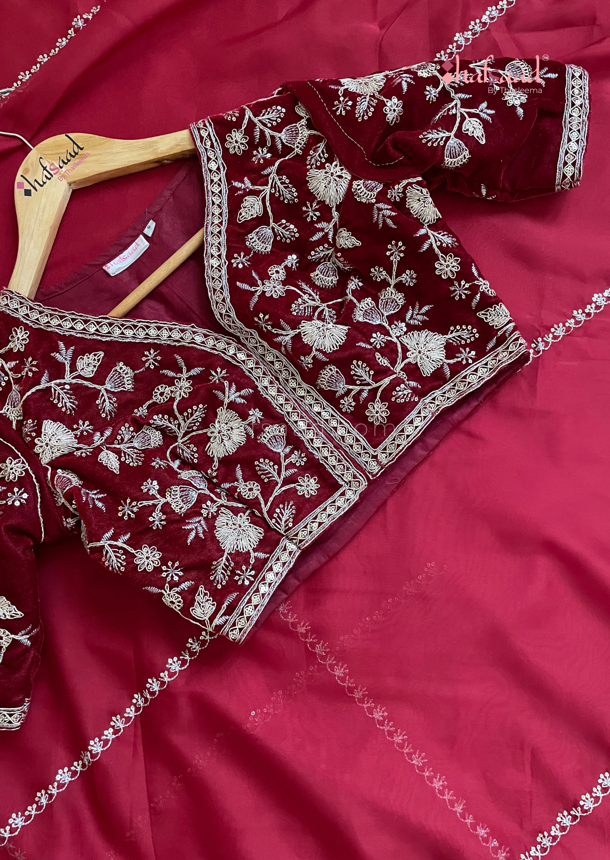 Valentine- Designer saree (Maroon)