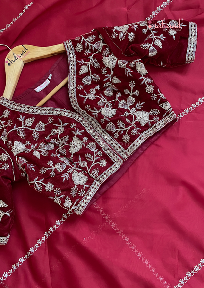 Valentine- Ready to wear saree (Maroon)