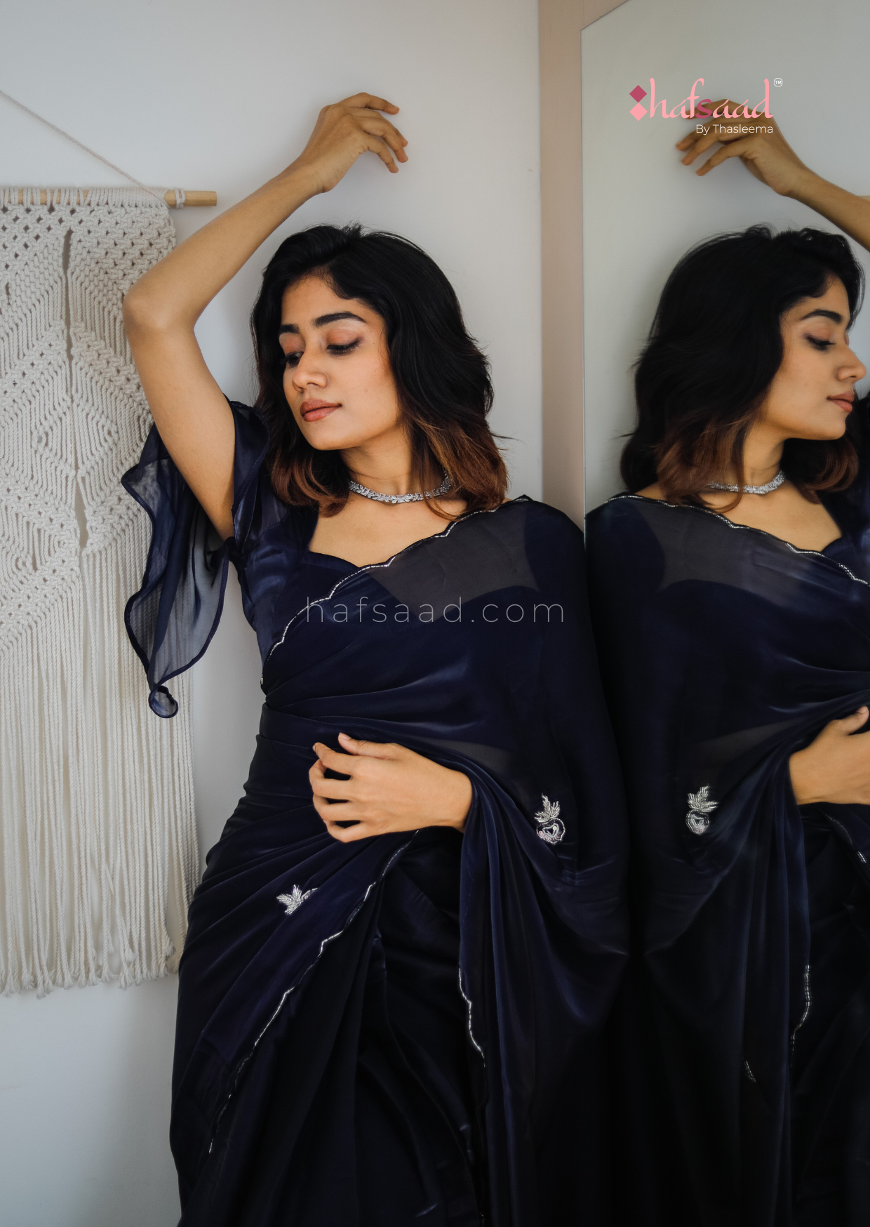 Molten Twilight- Handwork satin organza saree