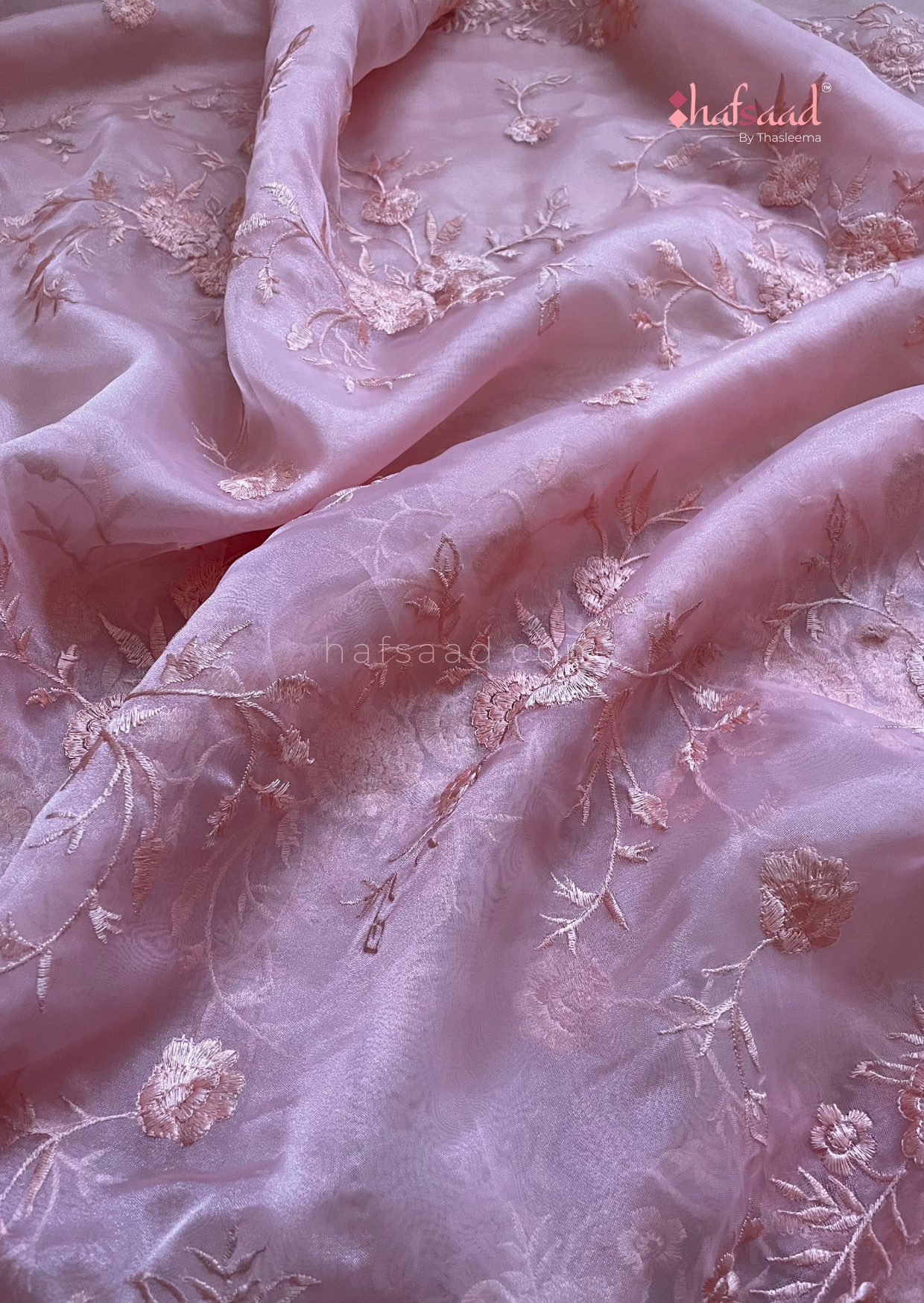 Aayushi- Organza saree (Pastel Pink)