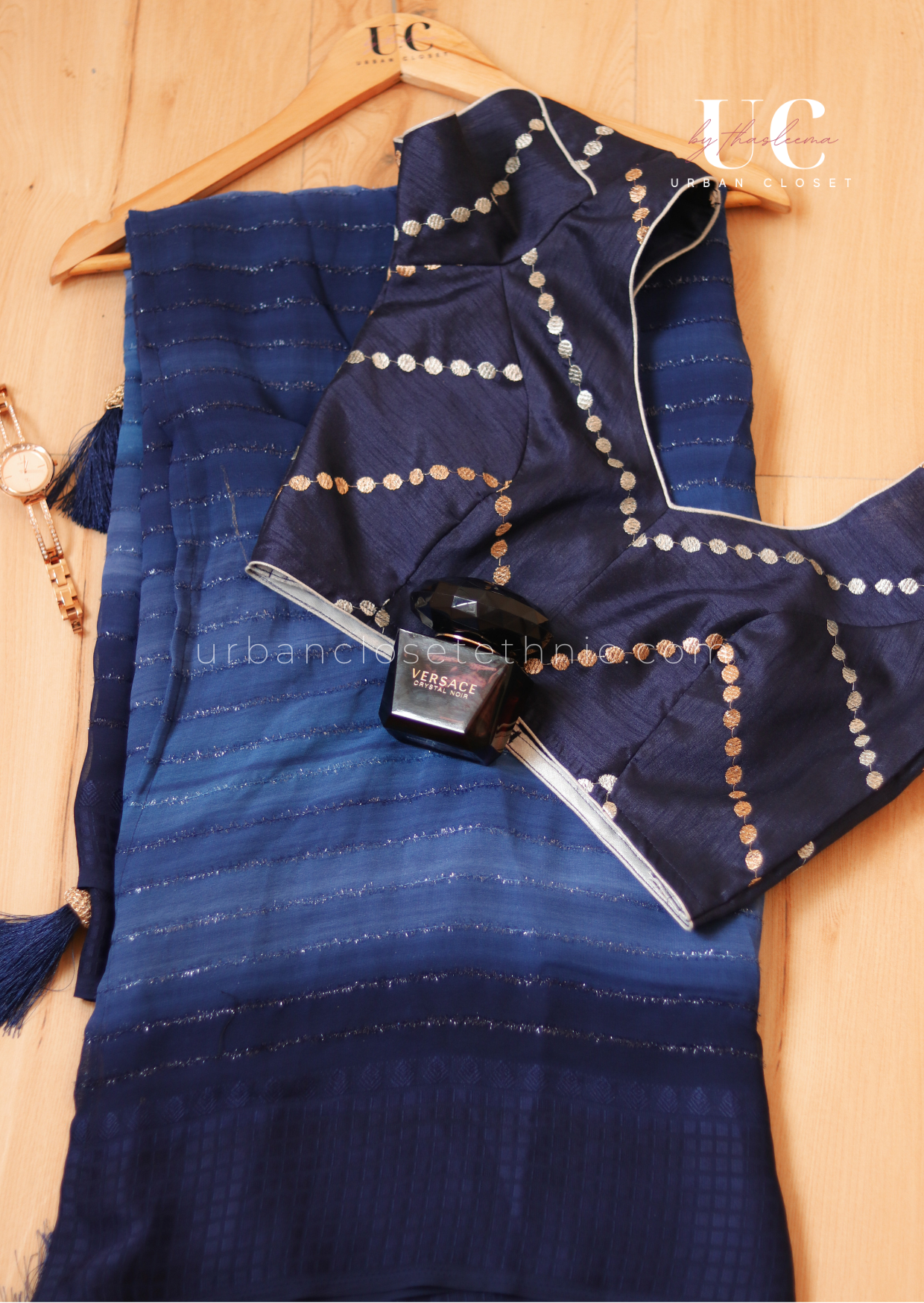 Samyu- shimmer georgette saree (Midnight blue)