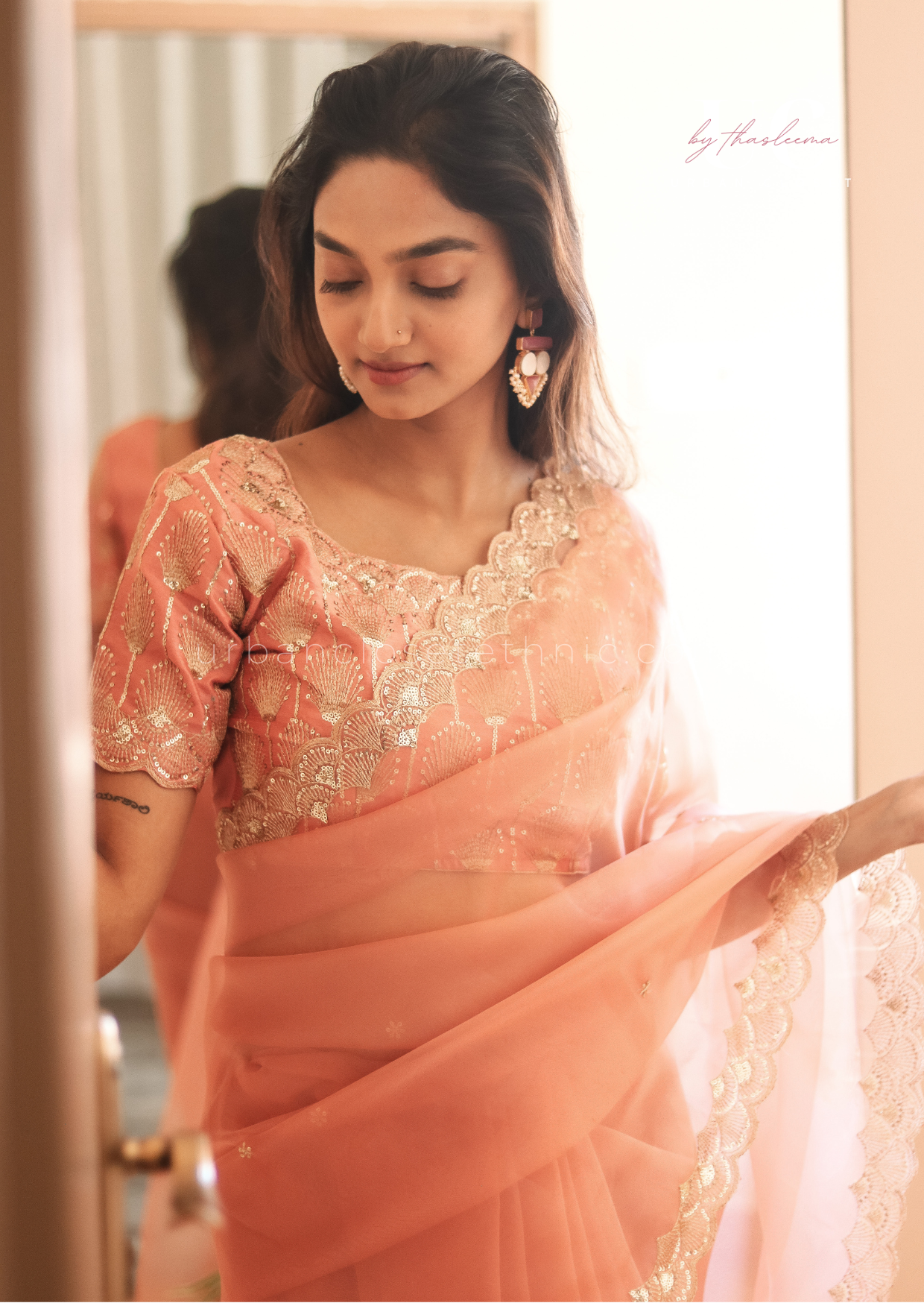 Peached- Organza saree