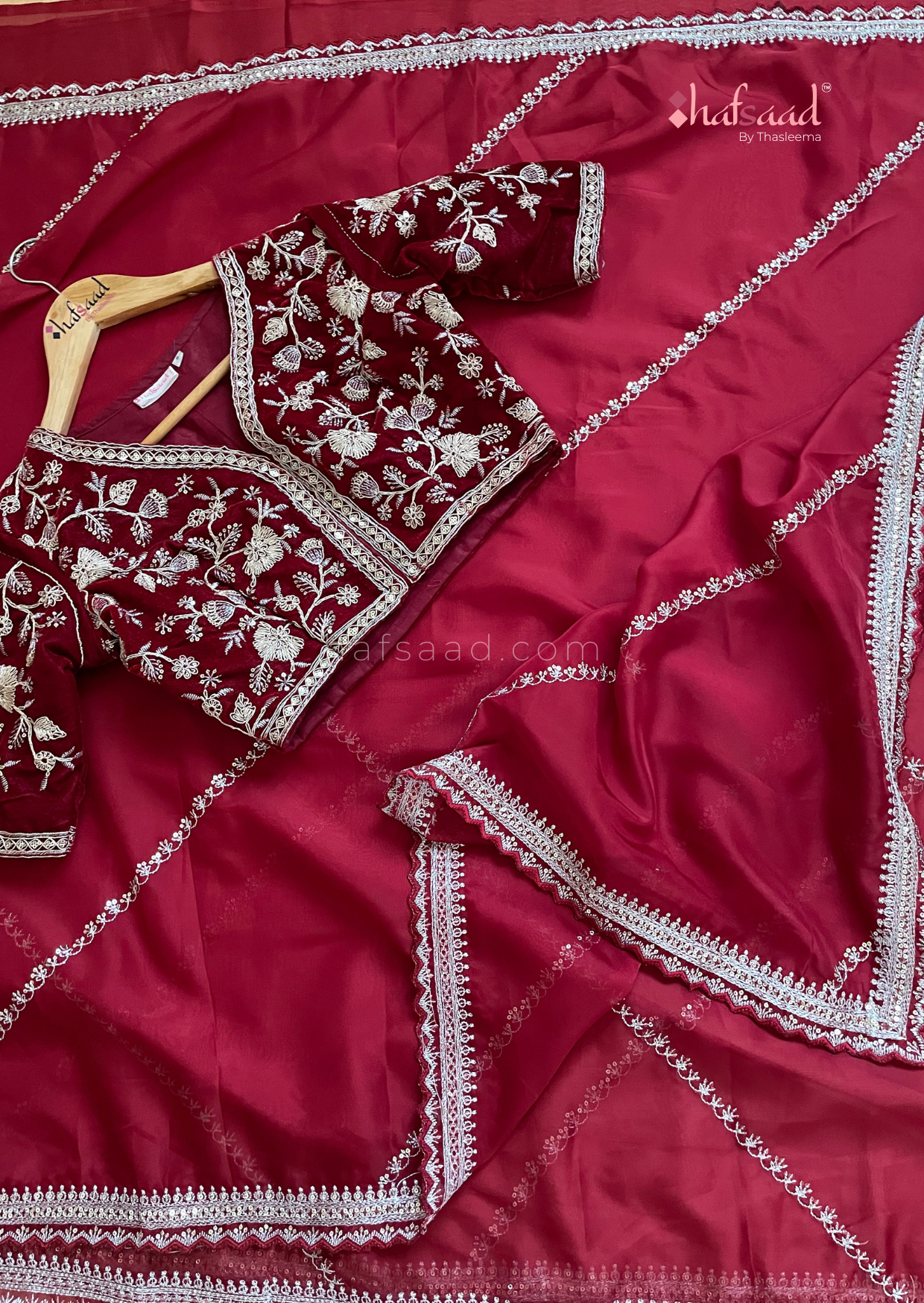 Valentine- Designer saree (Maroon)